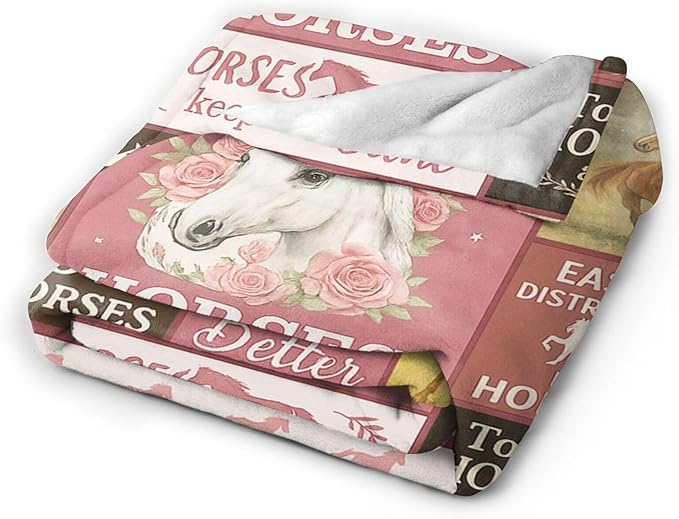 Horse Blanket Farm Horses Throw Blanket Fuzzy Plush Super Fleece Plush Soft Cozy Warm Stuff Bedding Toddler Nursery Baby Blankets Gifts for Boys Girls Kids Adult Men Women 50"X60"