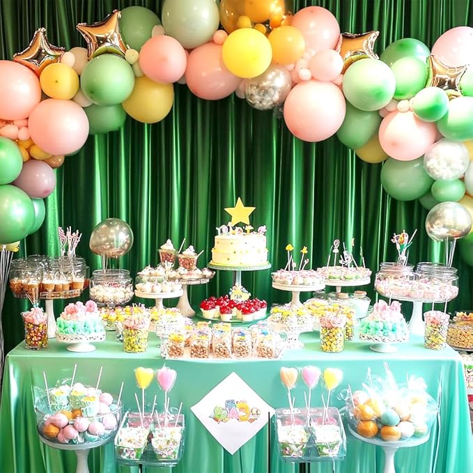 10x10ft Cristmas Green Curtains Wedding Backdrop Wrinkle Free Cristmas Green Photo Curtains Backdrop Drapes for Party Birthday Baby Shower Photography YUNBSDJ161