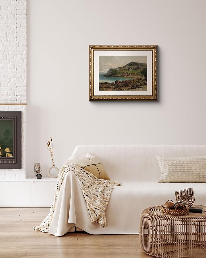 ARPEOTCY Vintage Gold Framed Wall Art, Nature Landscape Retro Paintings, Canvas Print Artwork with Antique Frame, Victorian Wall Picture Decor for Room Gallery Living Room, 13x16 inch