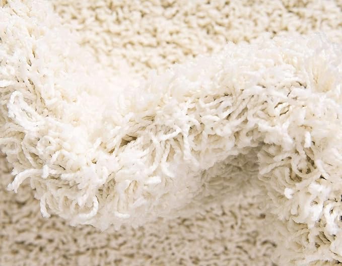 Unique Loom Solid Shag Collection Area Rug (9' x 12' Rectangle, Pure Ivory)