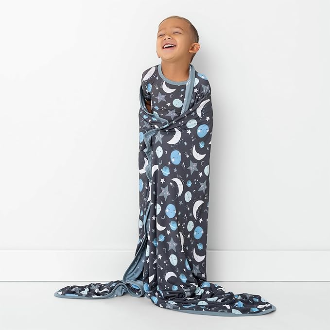 Little Sleepies Cloud Blanket, Soft Viscose from Bamboo Toddler & Baby Blanket for Boys & Girls, Lightweight, Perfect for Hot Sleepers, 50" x 50", Large (Blue to The Moon & Back)