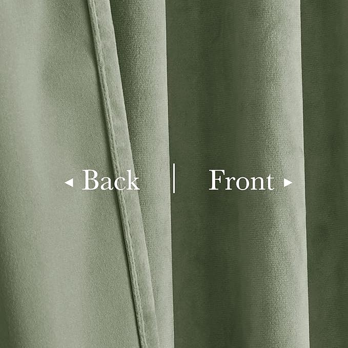 StangH Sage Green Room Darkening Curtains 132 inches High Ceiling Tall Curtains Back Tab Thermal Insulated Window Door Drapes for Living Dining Room Office, W52 x L132, 2 Panels