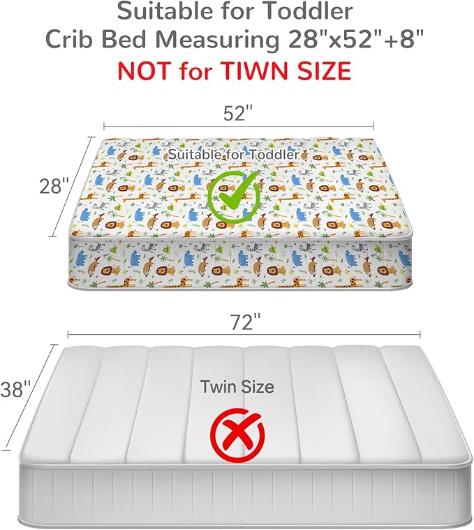 Mooreeke 4 Pieces Toddler Bedding Set - Forest Animal Toddler Comforter Sets for Girls Boys, Includes Comforter, Flat Sheet, Fitted Sheet and Pillowcase, Bed in A Bag for Baby Bedroom