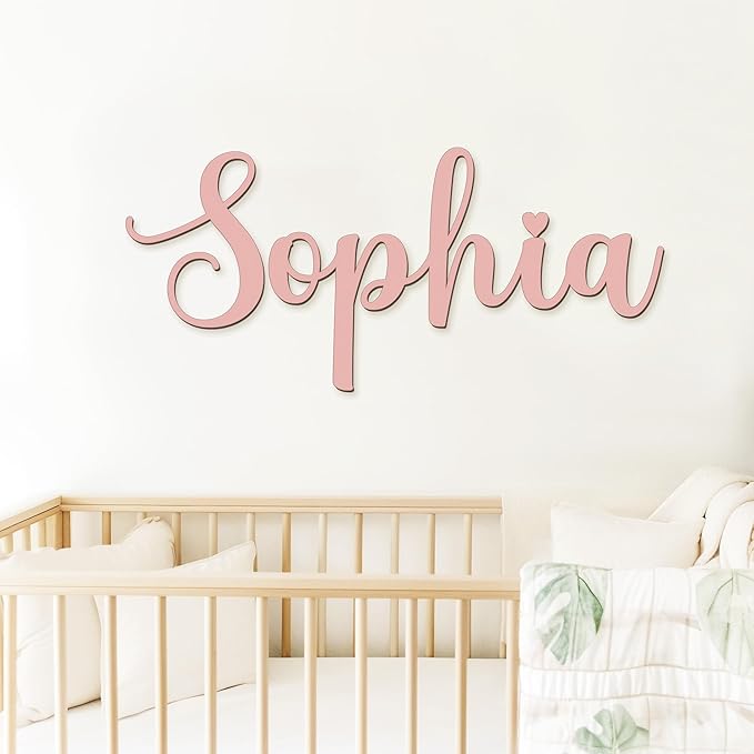 Personalized Name Sign for Nursery - Custom Wooden Name Signs for Kids Room, Personalized Nursery Name Sign - Perfect Baby Room Decor, Wall Name Decoration & Wedding signs, Family Name Signs (Single Name)