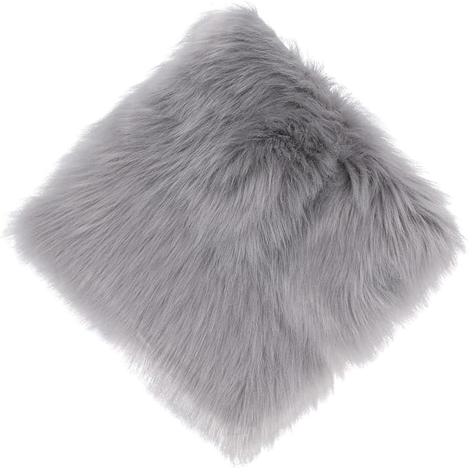 12inch Square Small Faux Fur Sheepskin Cushion Soft Plush Area Rug,Photo Background for Small Product Desktop Photography,Display and Decor,Jewelry,Nail Art,Locker Accessories (Grey)