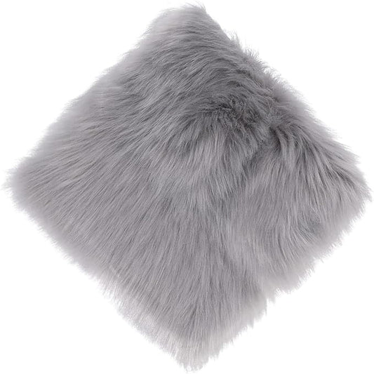 12inch Square Small Faux Fur Sheepskin Cushion Soft Plush Area Rug,Photo Background for Small Product Desktop Photography,Display and Decor,Jewelry,Nail Art,Locker Accessories (Grey)