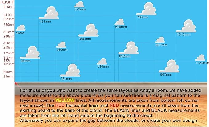 Inspired Clouds Themed Bedroom Wall Vinyl Stickers (Very Light Grey, 40)
