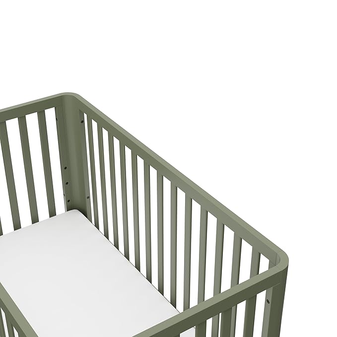 Storkcraft Santos Convertible Crib (Olive & Natural) – GREENGUARD Gold Certified, Fits Standard Crib Mattress, Converts to Toddler Bed and Daybed, 4 Adjustable Mattress Heights, Rounded Edges
