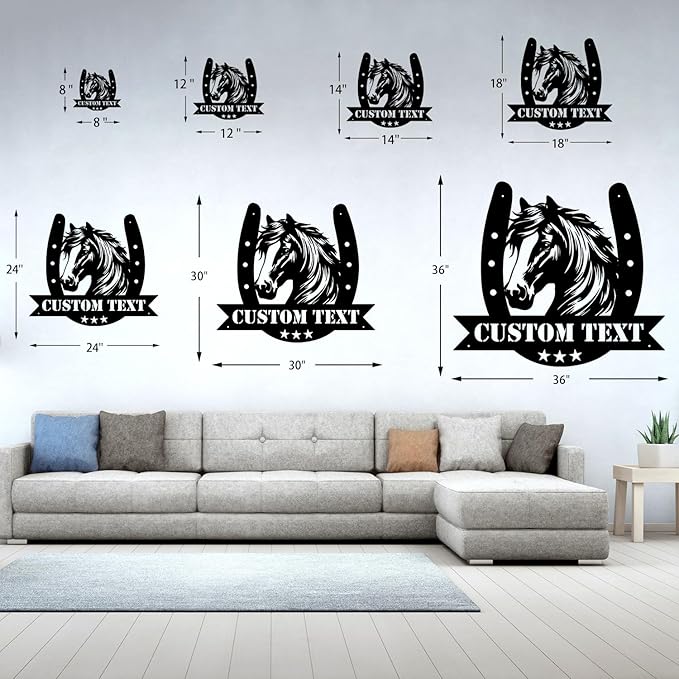 Personalized Horse Head Metal Sign with Horseshoe – Custom Name Farm & Home Decor- Personalized Birthday Gift for Horse Owners, Riders