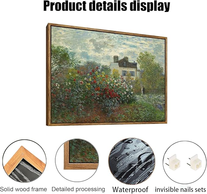 OIQArtOIQ Vintage Landscape Canvas Wall Art Framed Natural Scenery Painting Artwork Prints France Country Wilderness Farmhouse Decor Pictures Kitchen Bedroom Living Room Bathroom