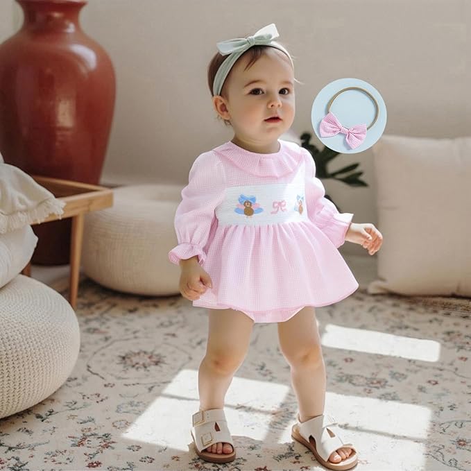 Giraropa Baby Girl Fall Winter Clothes Long Sleeve Romper Dress + Socks + Headband Newborn Infant Cute Casual Outfits
