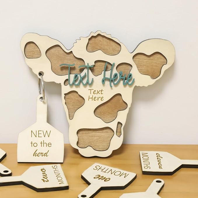 Personalized Cow Baby Name Sign – Custom Birth Announcement Tag for Newborns, Cute Farm Animal Nursery Decor, Unique Shower Gift for Boys & Girls