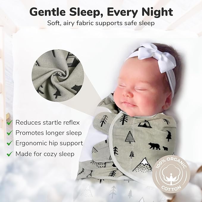 Mama Cheetah Preemie Swaddle Sack, Organic Swaddling Sleep Sacks for Preemies, Preemie Swaddle Blanket Wrap, Easy Swaddles for Premature Baby Boy Girl 4-7 lbs, Newborn Essentials, 3-Pack, Grey