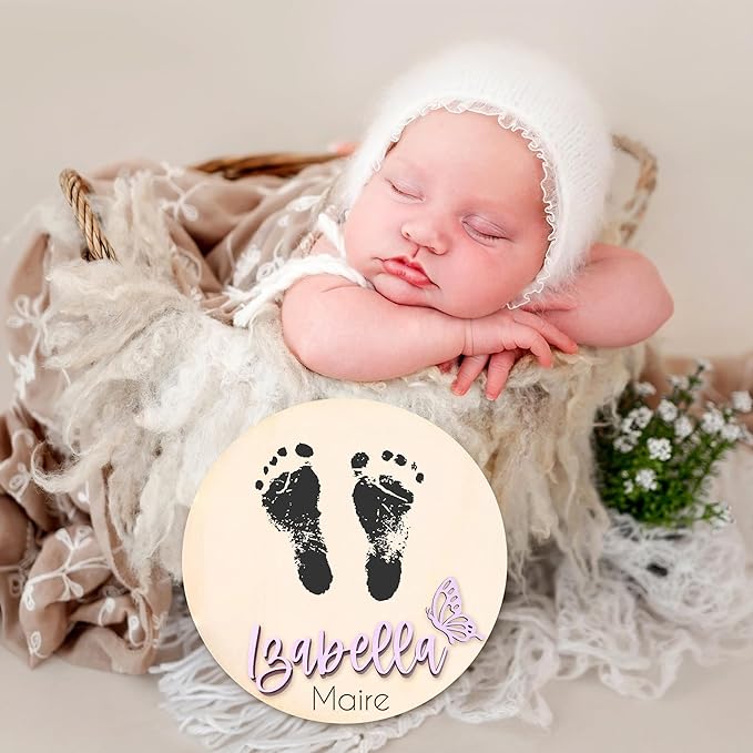 Nazenti Personalized Baby Announcement Signs, Custom Baby Name Wooden Sign, Birth Announcement Sign For Hospital, Baby Shower Gift, Newborn Sign, Welcome Sign, Baby Boy Or Girl Announcement Sign