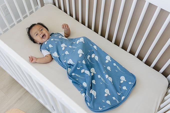 Woolino Merino Wool & Organic Cotton Baby Sleep Sack 2-24 Months – Ultimate 4-Season Baby Sleeping Bag, Universal Size Wearable Blanket, 2-Way Zipper & Adjustable Fit, Year-Round Use - Hot Air Balloon