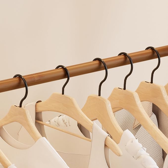 Bamboo Clothes Rack,Garment Rack with Drawers and Shelves,5 Tier Storage Shelves with 6 Hanging Hooks,Wardrobe Closet for Entryway Guestroom Kids Bedroom(31.5inch Width Tawny with Rattan Door)