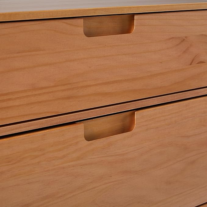 Walker Edison Sloane 3-Drawer Groove Handle Solid Pine Wood Dresser, 36 Inch, Natural Pine