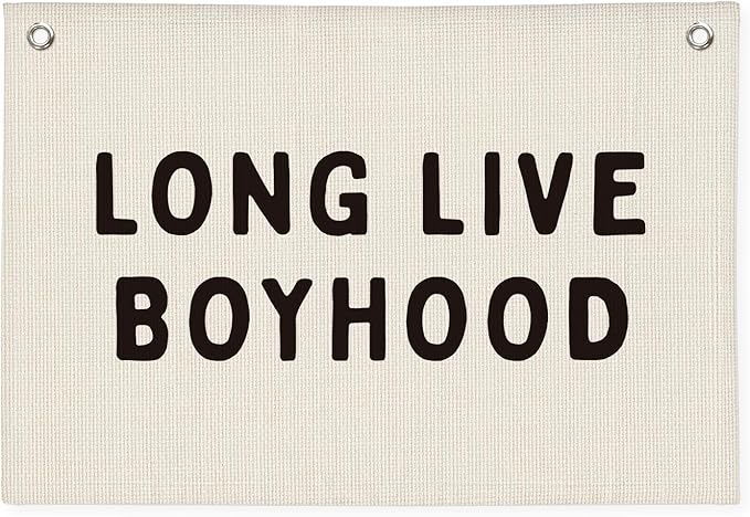 Long Live Boyhood Banner, Boy Nursery Decor, Linen Banner Wall Hanging Flag Decor for Nursery Playroom Toddler Boys Kids Room