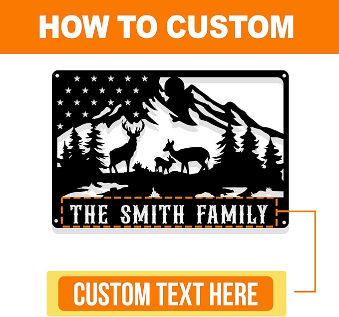Personalized Deer Metal Cabin Sign, Custom Family Name Sign, Custom Signs Outdoor Metal, Personalized Camping Signs, Deer Hunter Gift, Cabin Decor, Porch Sign