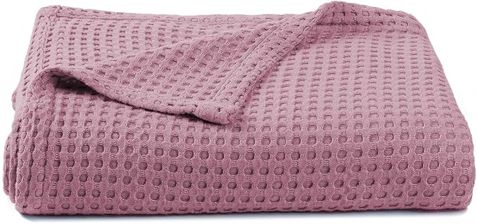 36” X 40” Inches Cooling Baby Waffle Weave Blanket, Ultra-Soft Lightweight Receiving Blanket for Newborn, Breathable Comfortable Baby Swaddle Blanket for Boys and Girls(Mauve)