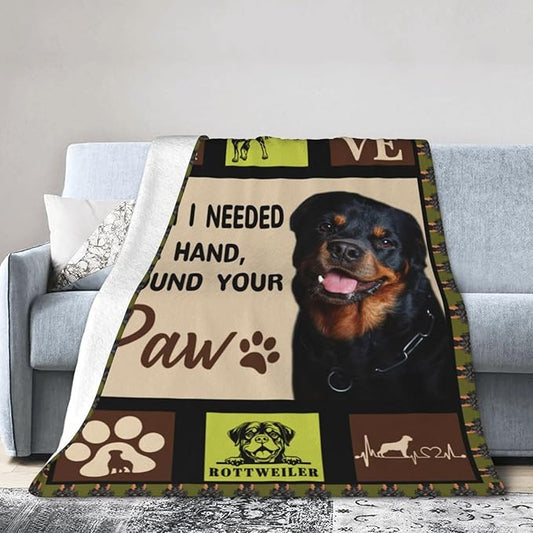 Rottweiler Blanket Rottweiler Gifts Throw Blanket Super Soft Flannel Fluffy Plush Cozy Fuzzy Fleece Stuff Animals Blanket Decor for Dog Lover Woman Girl Kids Adults Man for Bed Sofa Couch 50"X60"