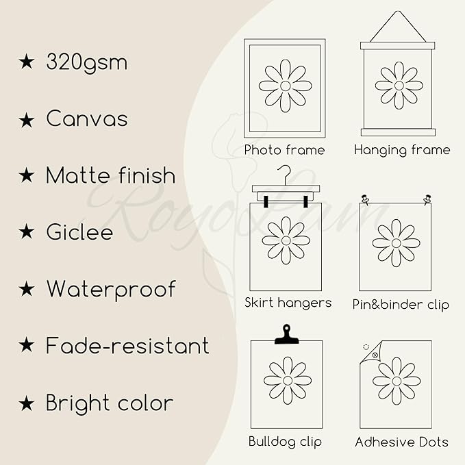 RoyoLam Cartoon Animal Canvas Wall Art Prints - Set of 6 Unframed 8x10 Inches, Scandinavian Style Illustrations Nursery Decor for Kids Room and Playroom