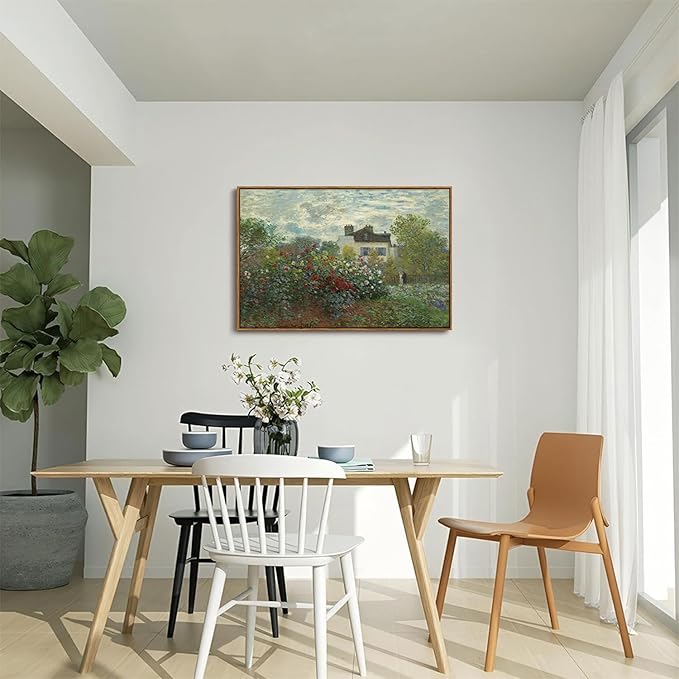 OIQArtOIQ Vintage Landscape Canvas Wall Art Framed Natural Scenery Painting Artwork Prints France Country Wilderness Farmhouse Decor Pictures Kitchen Bedroom Living Room Bathroom