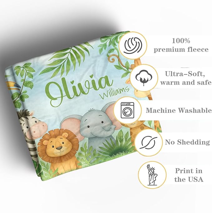 Personalized Baby Blanket with Name, Custom Soft Flanne Blanket for Kisd, Toddlers, Personalized Baby Gifts for Infant Newborn Shower