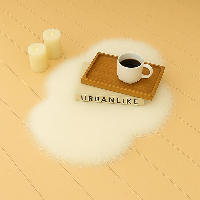 Woolous Cloud Rug Pack of 2 - Fluffy Shaggy Faux Sheepskin White Cloud Shaped Rug -Idea for Cozy Kids' Bedroom Decor, Nursery & Living Room (2.4 x 1.8 ft)