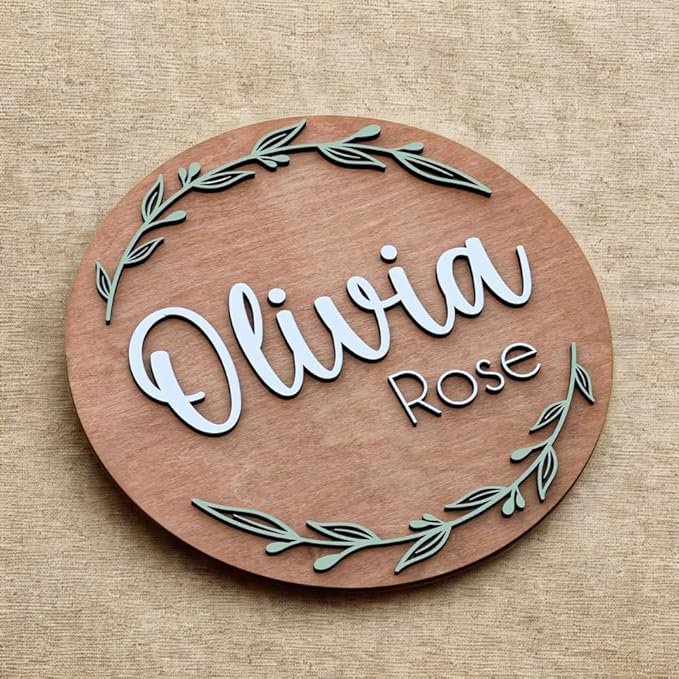 Personalized Wooden Name Sign - Custom Baby Name Signs for Nursery & Kids Room, Baby Announcement Sign, Wall Name Signs Personalized, Round Wooden Letters for Nursery Decor (Design 1)
