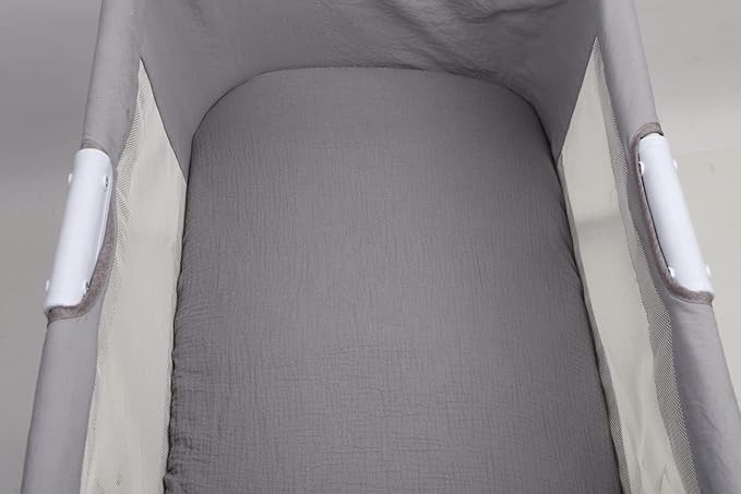 Onacosht Muslin Bassinet Sheets 33" x 19" Compatible with Mika Micky, KoolaBaby (3 in 1), BabyBond, HARPPA and RICUTON Bedside Bassinet, 2 Pack for Baby Boy and Girl, White and Grey