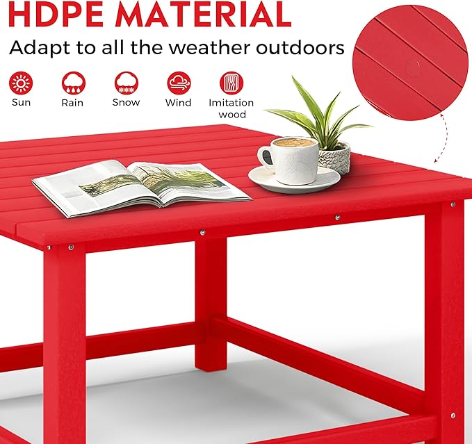 Costaelm Outdoor Kids Table, Toddler Dinner Table Baby Desk Outdoor Childrens Party Tables for Arts & Crafts, Snack Time, Multi-Activity Desk for Ages 2-8 in Classroom/Outside, Red