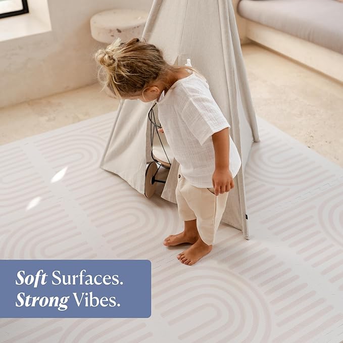 Toddlekind Playmat - Premium Foam Playmat, 4 x 6 feet, 6 Tile Extra Thick Foam Floor Puzzle Mat for Babies/Toddlers Stylish, Non-Toxic, Odorless. Perfect for Tummy Time & Play. 0m+