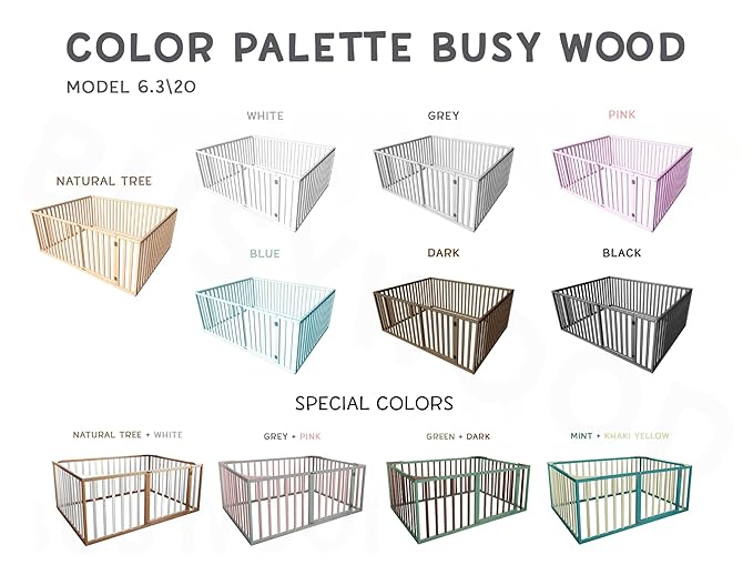 Montessori Bed for Toddlers with 31.4" Rails, Made in Europe Floor Bed for Kids from Alder Wood, 7 Colors Toddler Play Pen, Water Based Paint, 5 Sizes Wood Playpen for Toddler Playroom (Model 6.3)