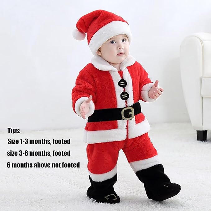 Baby Santa Costume Toddler Christmas Dress Up Romper 1-60months