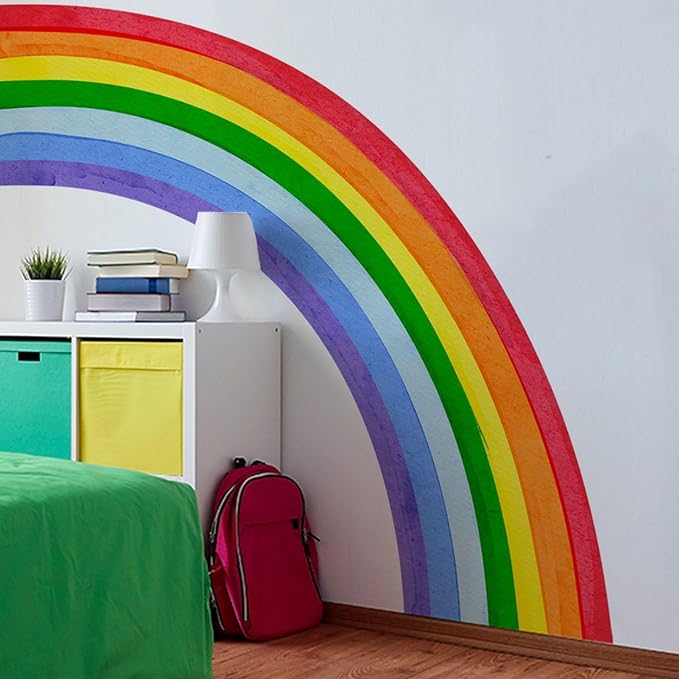 Rainbow Wall Decals - Large Watercolor Rainbow Wall Decor Stickers for Kids' Room, Peel and Stick Half Art Murals for Girls' Room/Bedroom