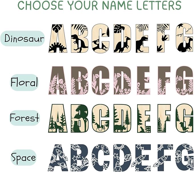 Personalized 3D Wooden Name Sign - Custom Baby Name Signs for Nursery & Kids Room, Baby Announcement Sign, Wall Name Signs Personalized, Round Wooden Letters for Nursery Decor (Woodland)