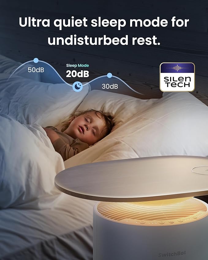 SwitchBot 4 in 1 Air Purifiers Table with Matter, Up to 3620 ft², H13 HEPA Pet Filter, Wireless Charging, Washable Pre-filter, 10 RGB Colors, Work with Apple Home, Google Home, HomeAssistant