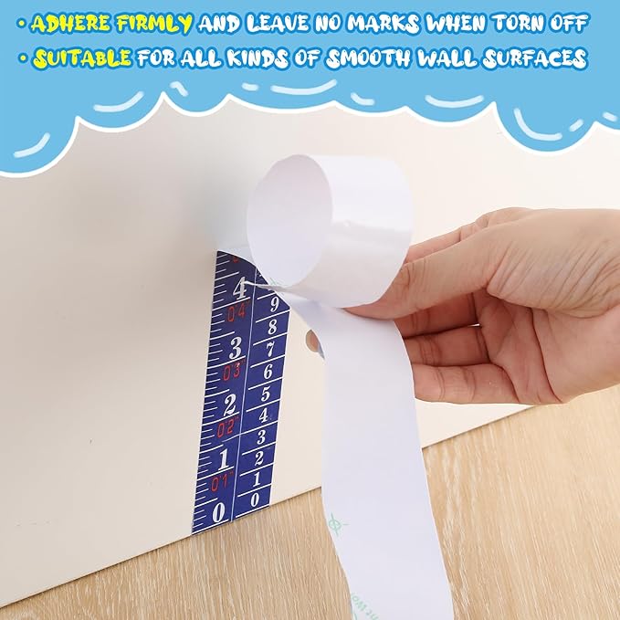Tatuo 1 Pcs Growth Chart Wall Labels Height Indicator Tape Ruler Growth Chart Decor Height Indicator Adhesive Ruler for Home Room Measuring (Blue)