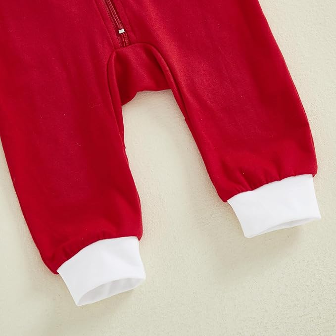 Merqwadd Baby Christmas Outfit Boy Girl Santa Cookies Zipper Onesie Infant Christmas Romper Jumpsuit