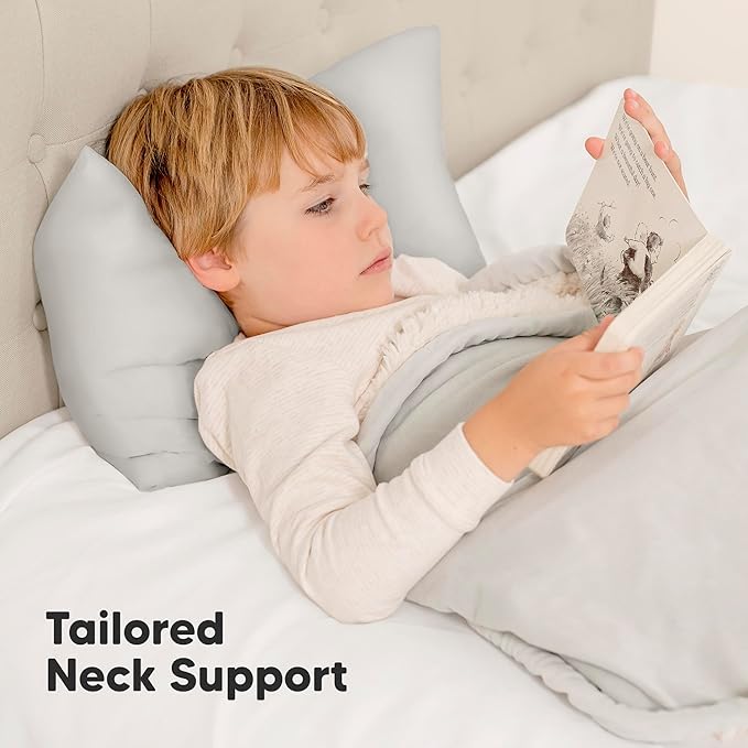 Toddler Pillow with Pillowcase - 13x18 My Little Dreamy Kids Travel Bed Pillows for Sleeping, Organic Cotton Small Pillowcase, Soft & Breathable, Machine Washable, Toddlers 2-5 years old (French Gray)