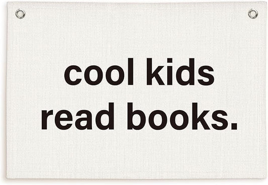Lacama Cool Kids Read Books Banner, Reading Corner Decor for Classroom Flags Banners, Read Sign Wall Hanging Banner Flag Decor for Reading Nook,30x20 Inch