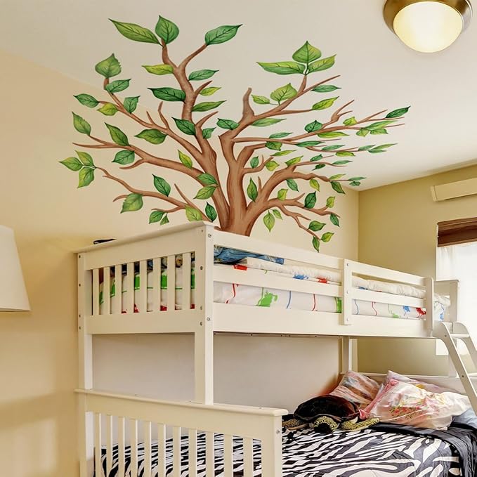 Runtoo Large Tree Wall Decals Green Plants Jungle Wall Stickers for Kids Room Classroom Nursery Bedroom Home Decor