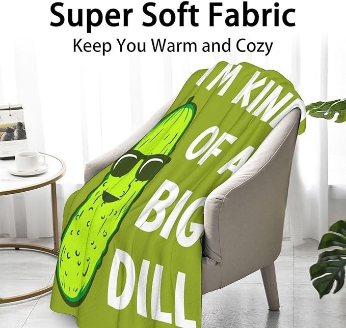 Pickle Throw Blanket for Baby - 30x40 Inches Lap Size - Soft Fluffy Cozy Blankets Gift - Green Funny Blanket Throws for Couch, Work