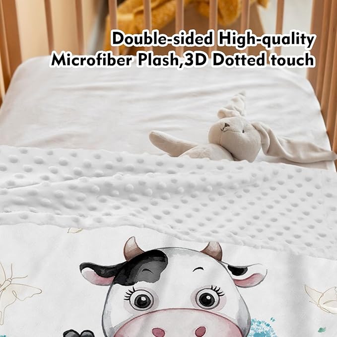Custom Baby Crib Bedding Set,Personalized Name 4 Piece Nursery Bed Set with Cows Design,Baby Blanket Fitted Sheet Nursery Rug Wall Art Set,Custom Room Decor Idea Gift for Newborns Boys Girls