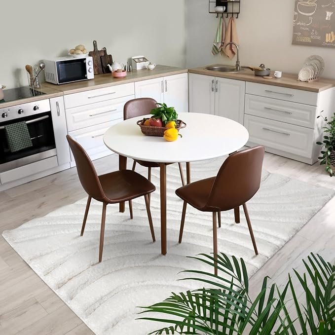 LUXE WEAVERS Lantanas Collection 7070 Cream 5x7 Modern Shag Geometric Area Rug