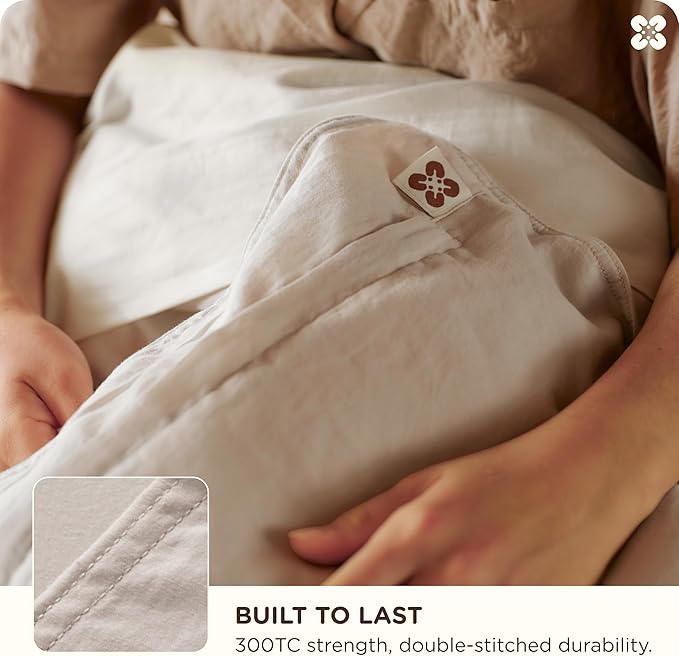 Bedsure Cotton Duvet Cover Queen, 100% GOTS Organic Cotton Duvet Cover Set, Fair Trade Certified Queen Bedding Set, Eco-Friendly, Ultra-Soft, Breathable Home Bedding for All Seasons(Linen, 90"x90")