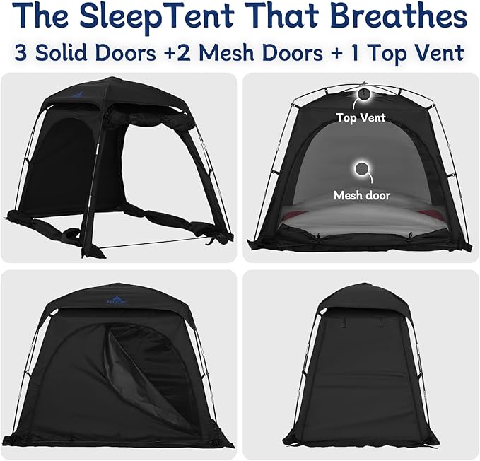 Baby Blackout Sleep Tent with 5 Inch USB Fan Bundle for Pack and Play, Toddler Travel Bed & Kids Cot, 3-Speed Quiet Fan with 6.6ft Cable, Portable & Easy Setup