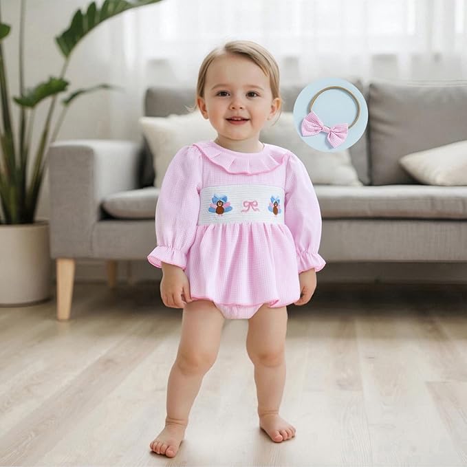 Giraropa Baby Girl Fall Winter Clothes Long Sleeve Romper Dress + Socks + Headband Newborn Infant Cute Casual Outfits