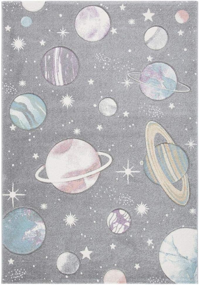 SAFAVIEH Carousel Kids Collection Accent Rug - 3'3" x 5'3", Grey & Lavender, Non-Shedding & Easy Care, Ideal for High Traffic Areas for Boys & Girls in Playroom, Nursery, Bedroom (CRK103F)